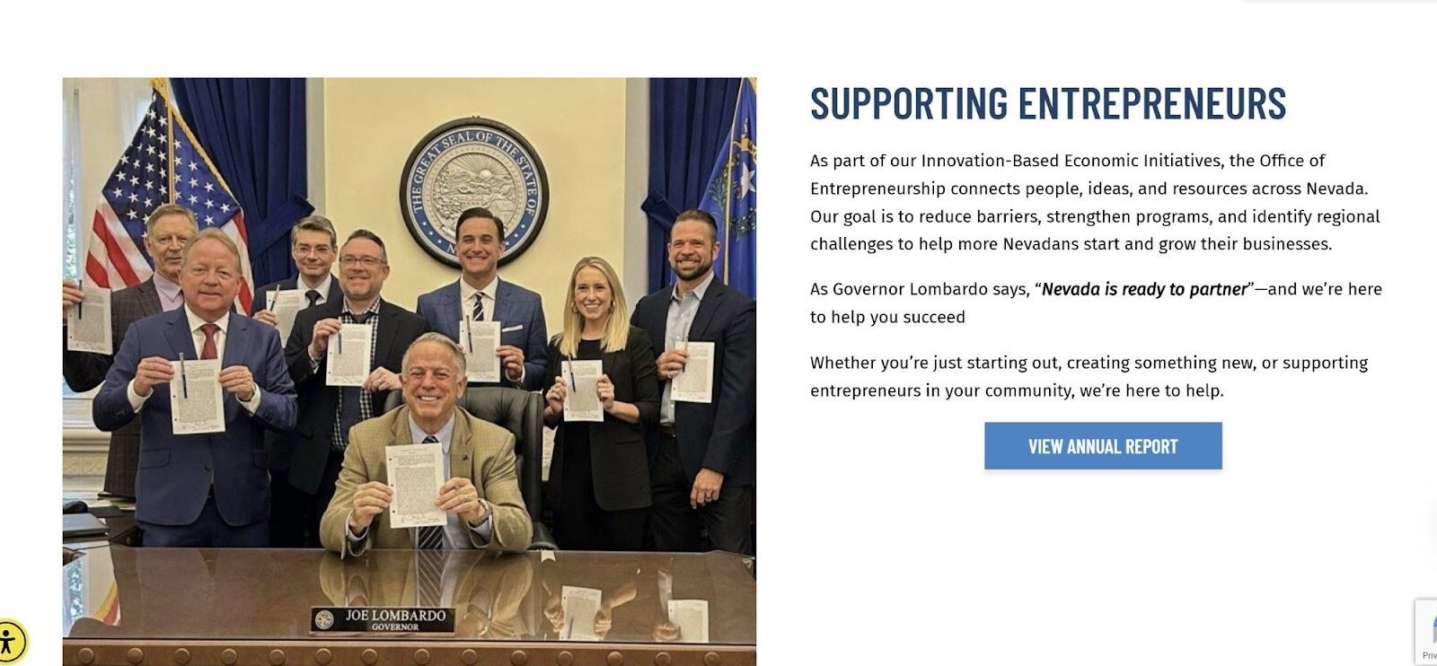 Governor Joe Lombardo signing the Right to Start Act with officials